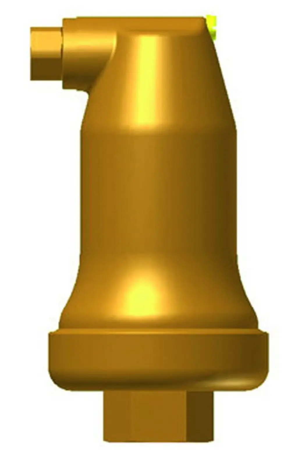 Goldfarbener Schnellentlüfter mit einem anschlussseitigen Gewinde und einer separaten Lufteinlassöffnung, gefertigt von IMI Hydronic Engineering.